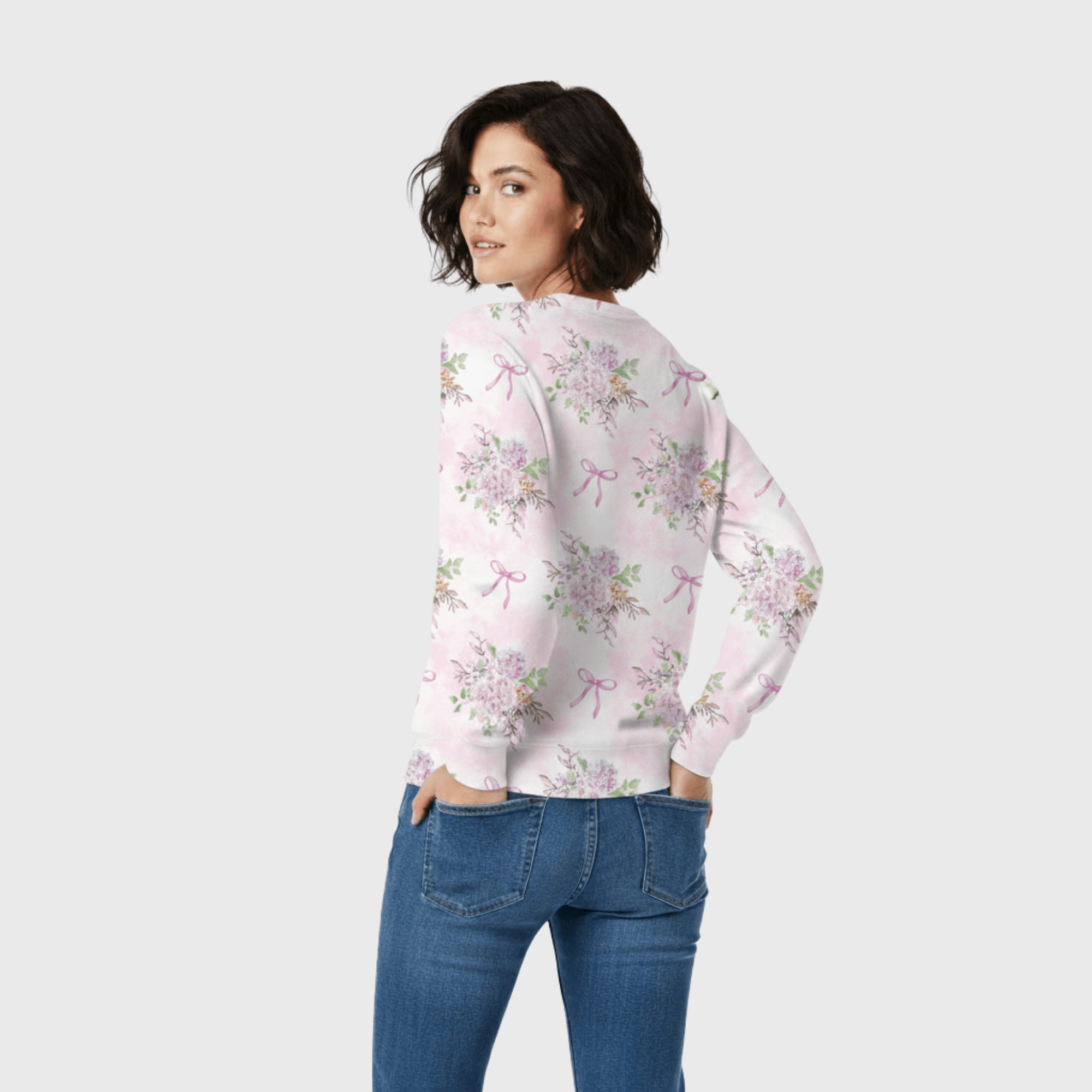 Chic Cotton Sweatshirt in Lavinia's Hydrangea Floral Print back