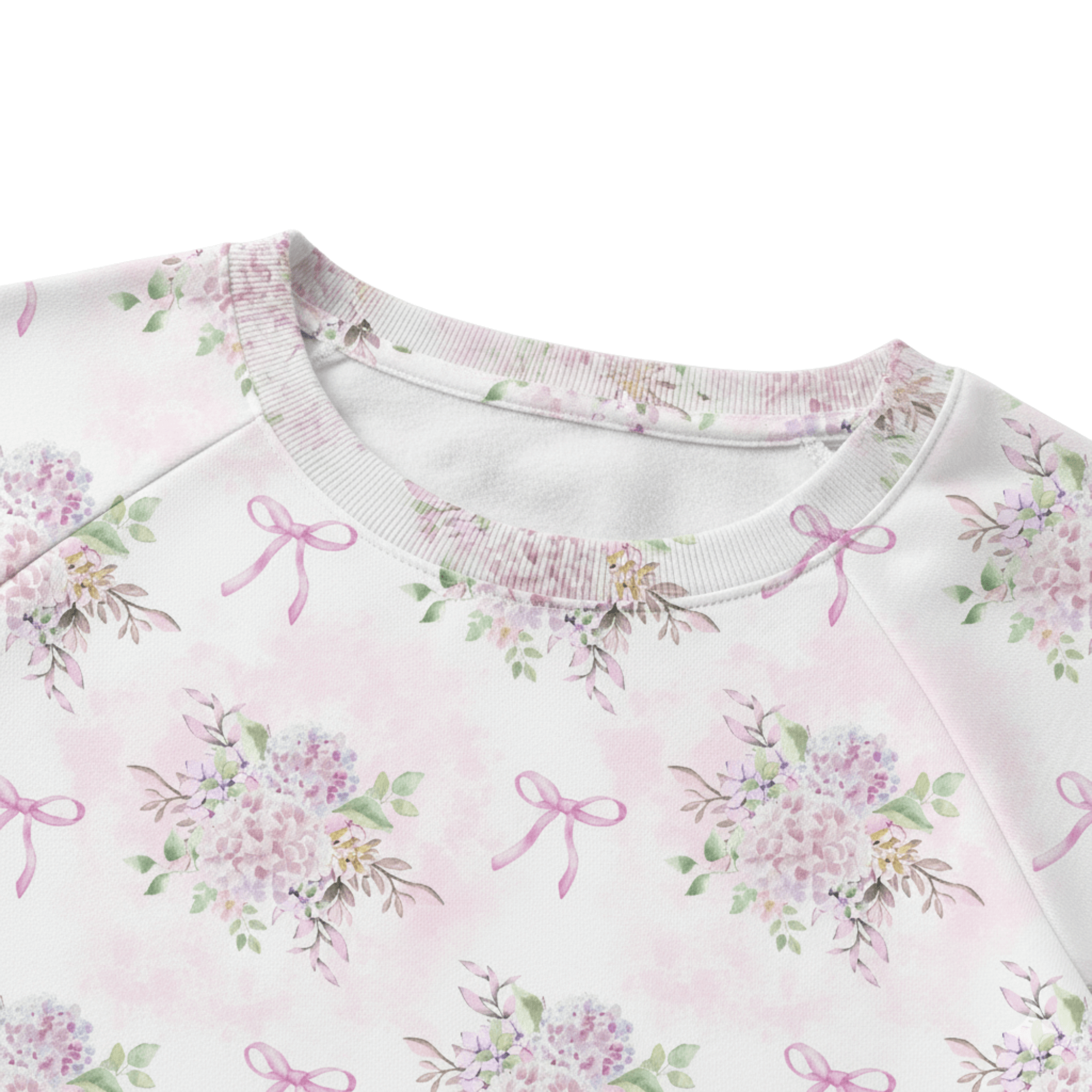 Chic Cotton Sweatshirt in Lavinia's Hydrangea Floral Print collar details