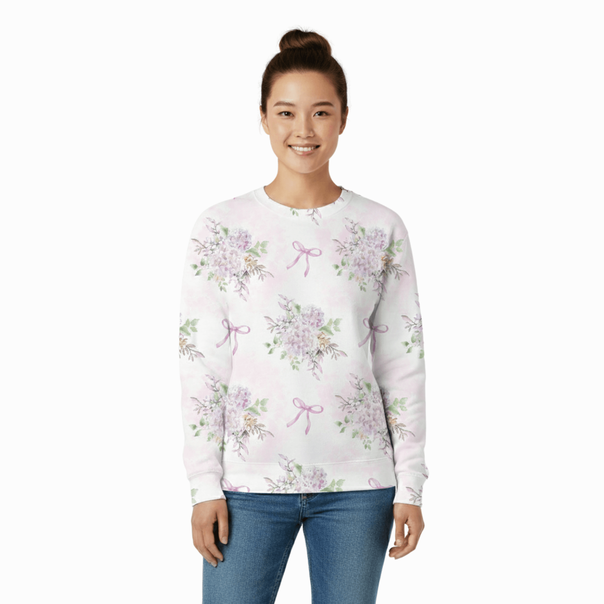 Chic Cotton Sweatshirt in Lavinia's Hydrangea Floral Print frontal