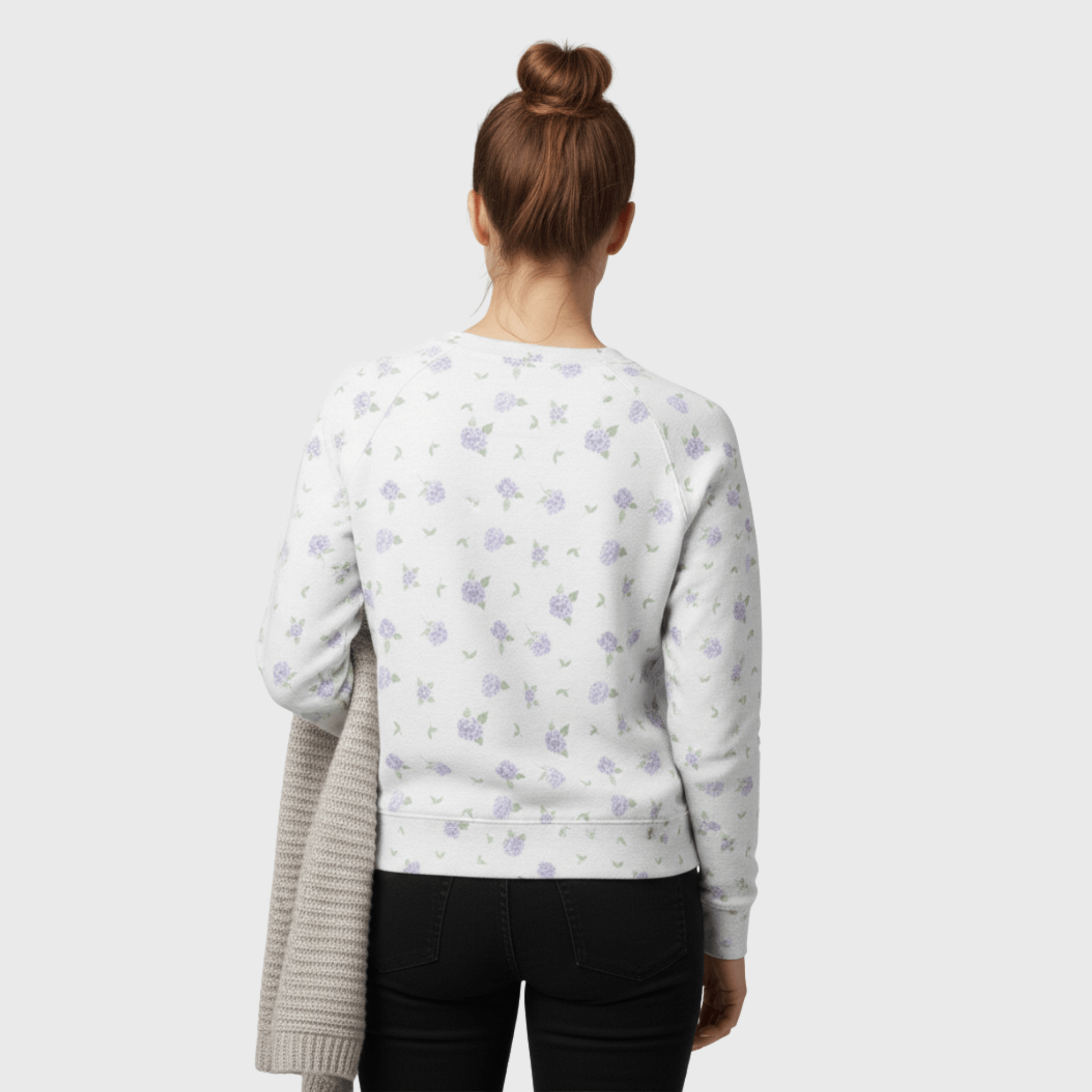 Cotton Sweatshirt in Aurora's Hydrangea Floral Print back
