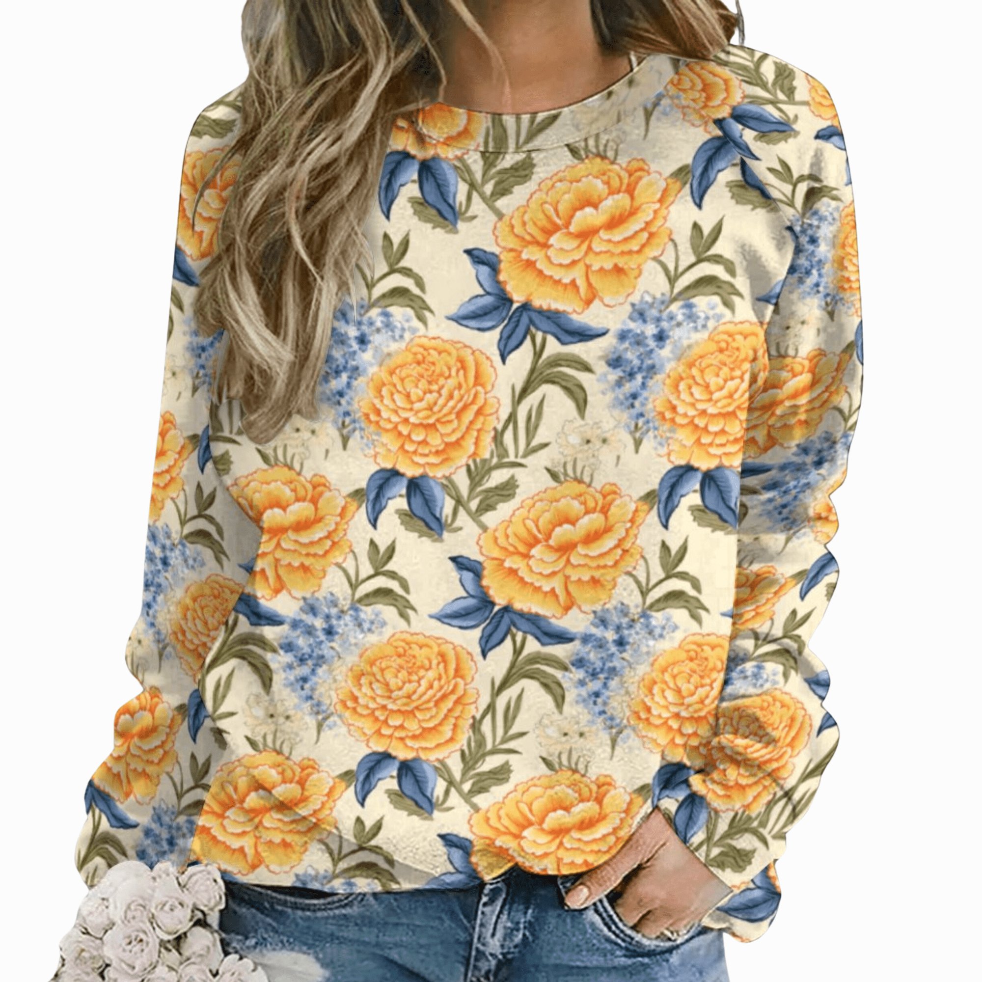 Blue Hydrangea Women's Raglan Crewneck Sweatshirt