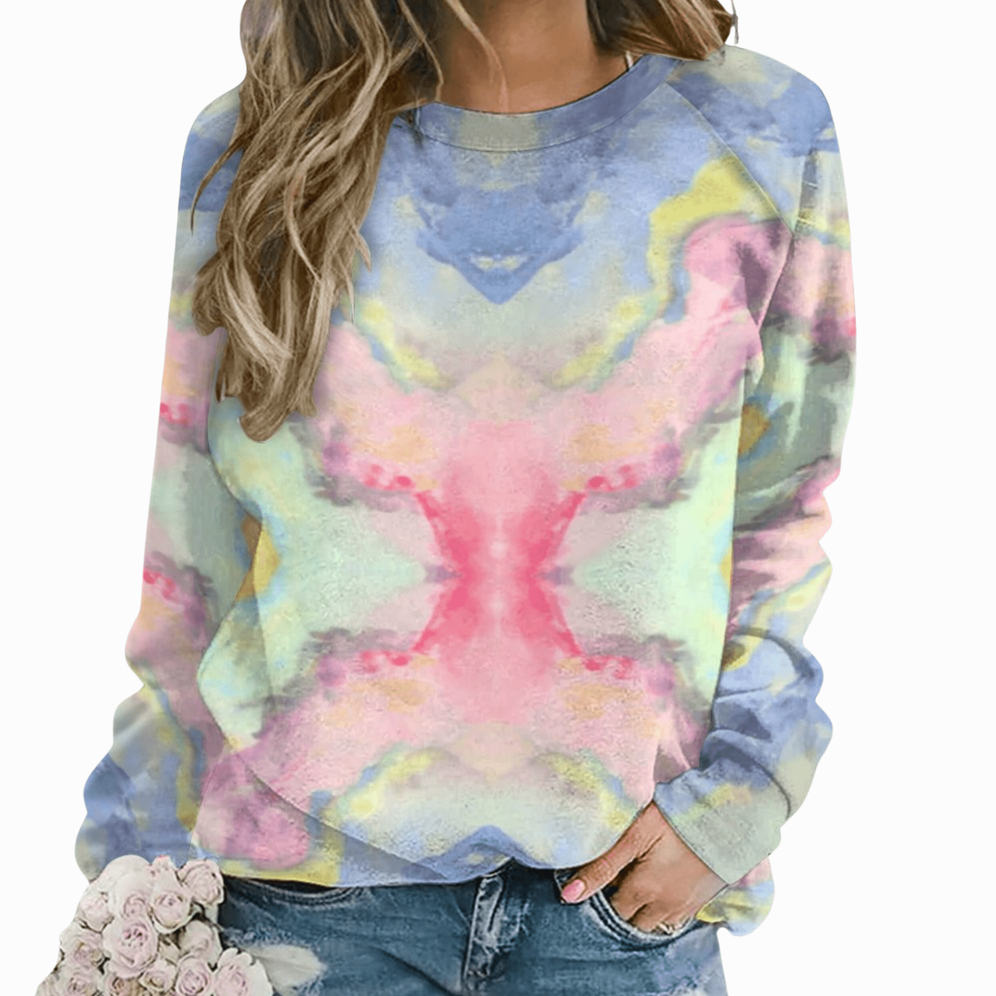 Blue Hydrangea Women's Raglan Crewneck Sweatshirt