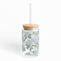 Blue Hydrangea Sipper glass 16 oz