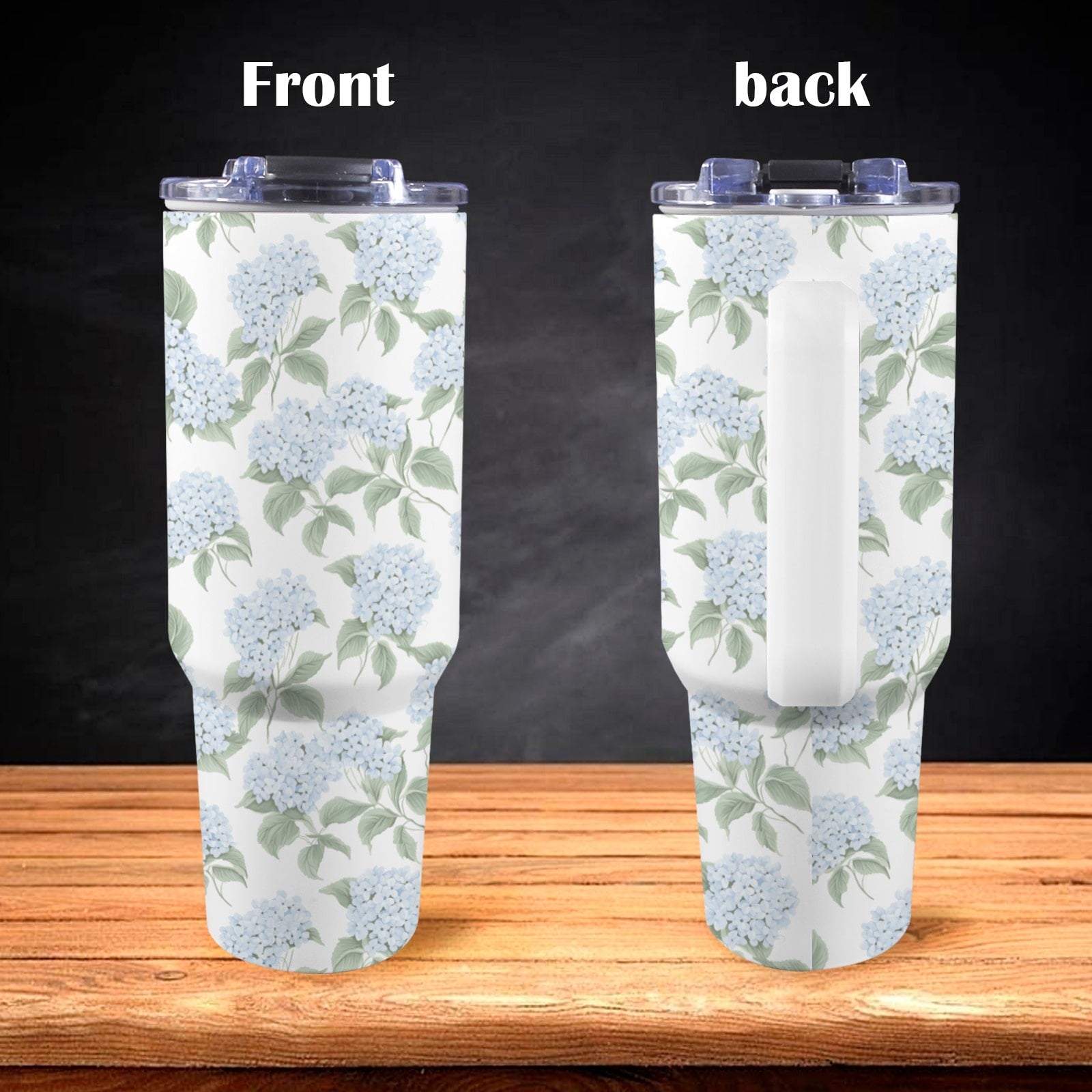 Blue Hydrangea 40 Oz Floral Tumbler