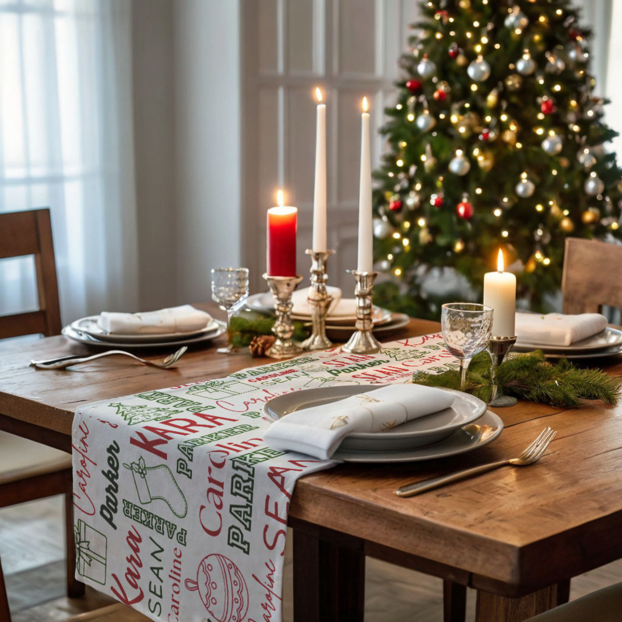 Personalized Christmas Table Runner: Holiday Decor