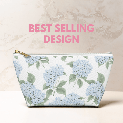 Blue Hydrangea Makeup Pouch