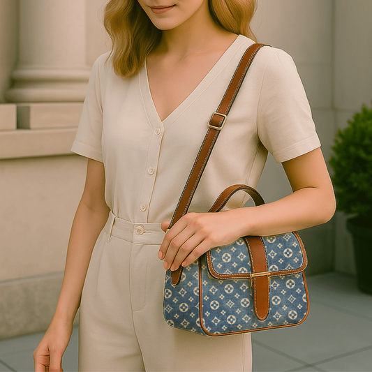 Denim Elegance Satchel Bag