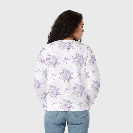 Stylish Cotton Sweatshirt in Dahlia's Hydrangea Floral Print