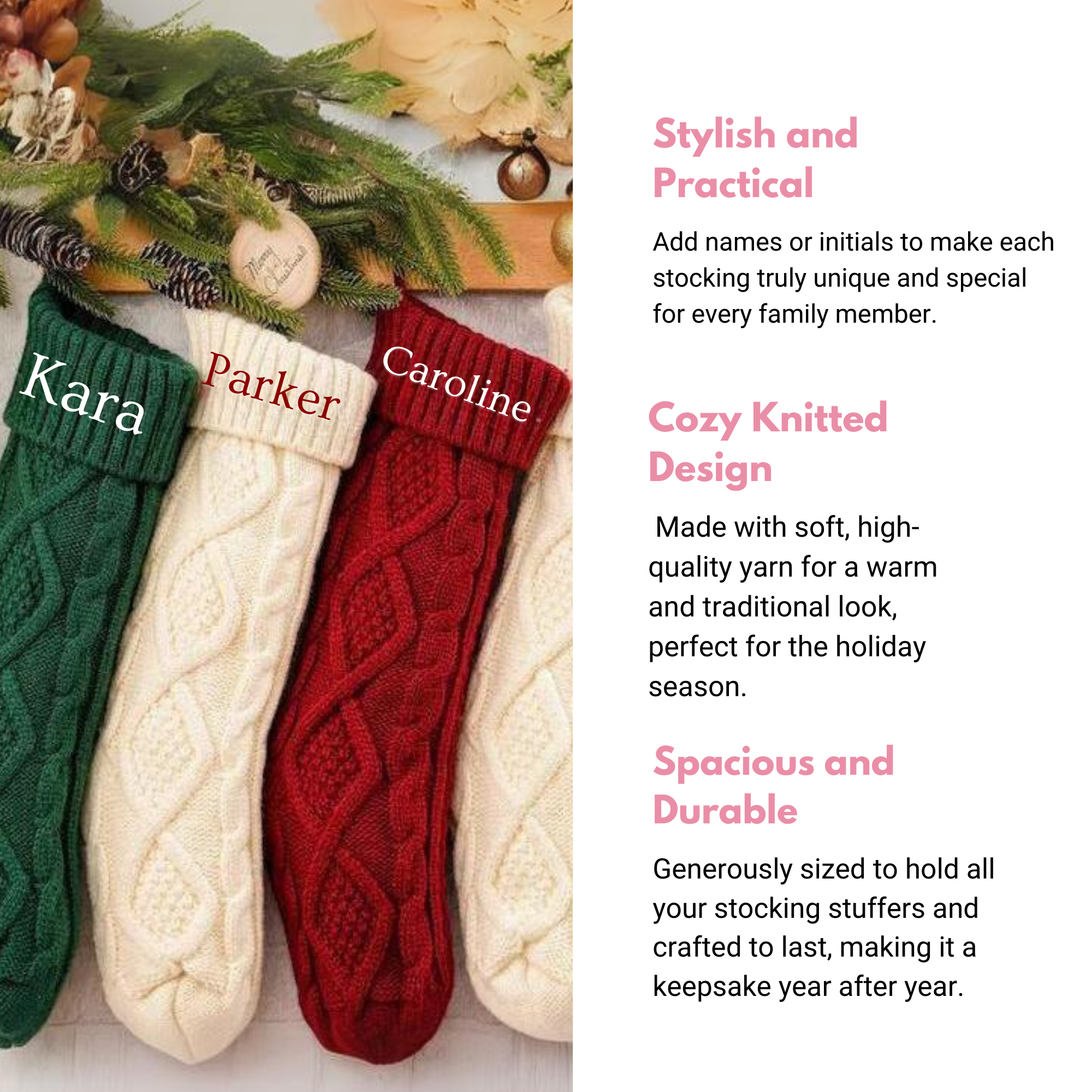 Personalized Knitted Christmas Stockings