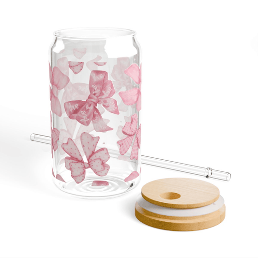 Ribbon Romance Sipper Glass 16 Oz