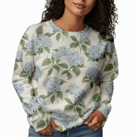 Blue Hydrangea Women's Raglan Crewneck Sweatshirt
