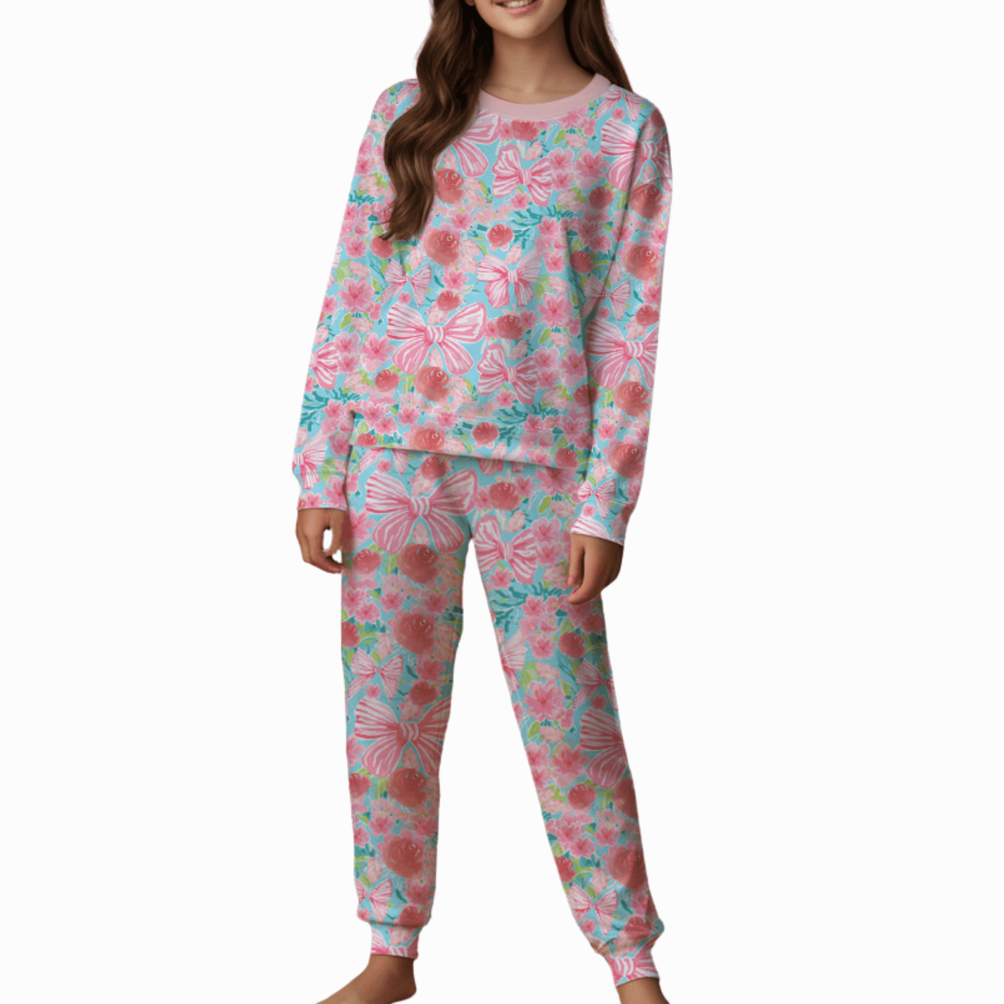 Floral Bow Pajama Set