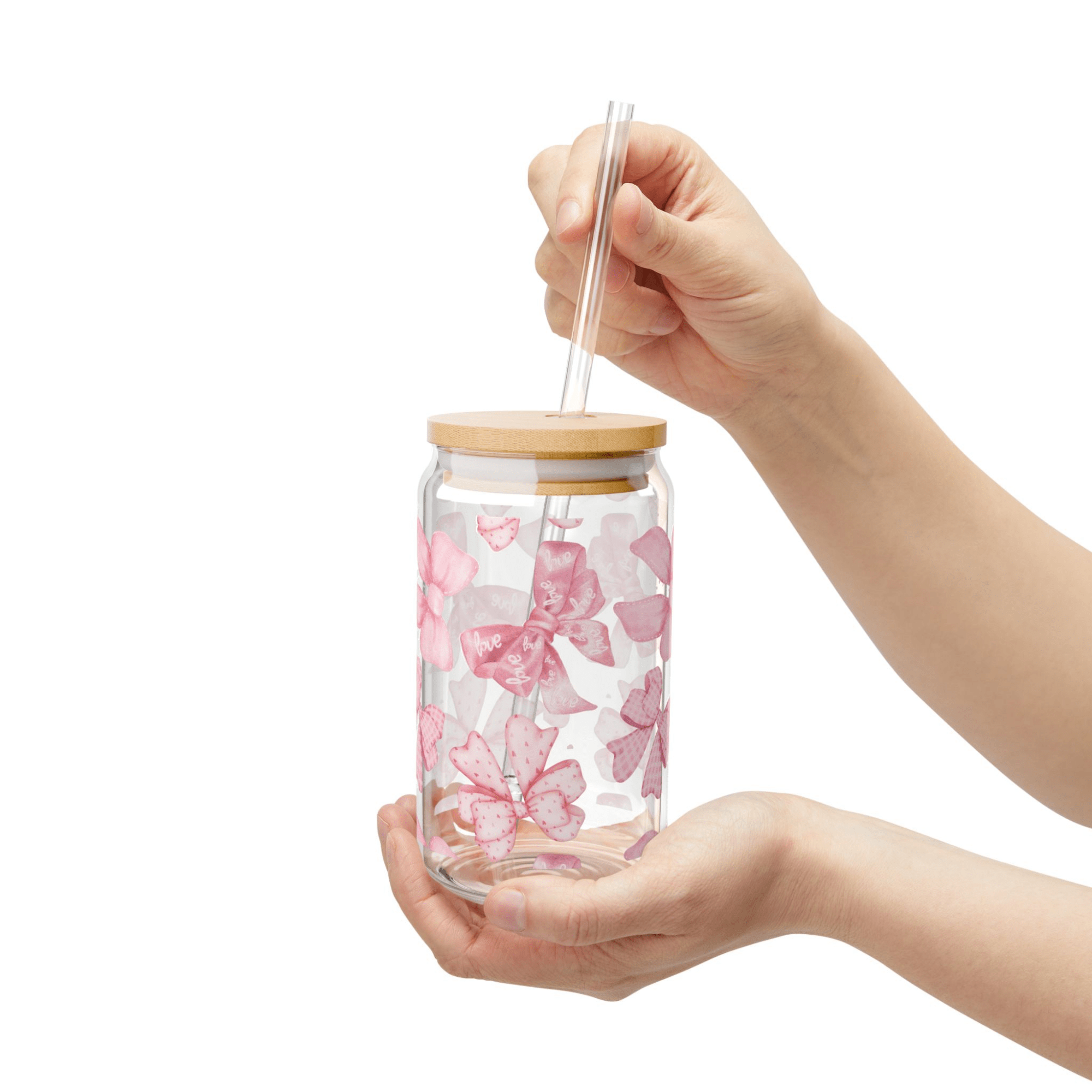 Ribbon Romance Sipper Glass 16 Oz