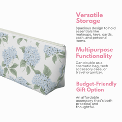 Blue Hydrangea Makeup Pouch
