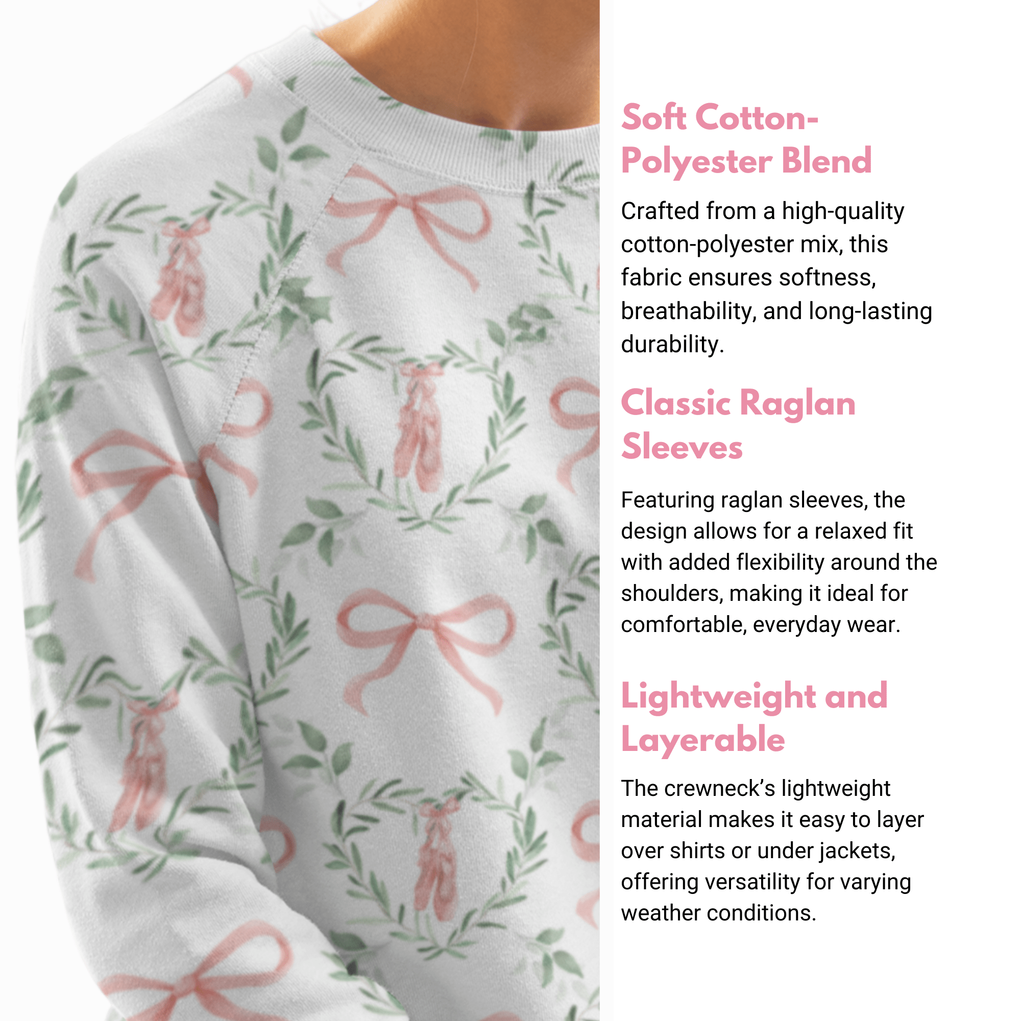 Ballet Bow Women's Raglan Crewneck Sweatshirt