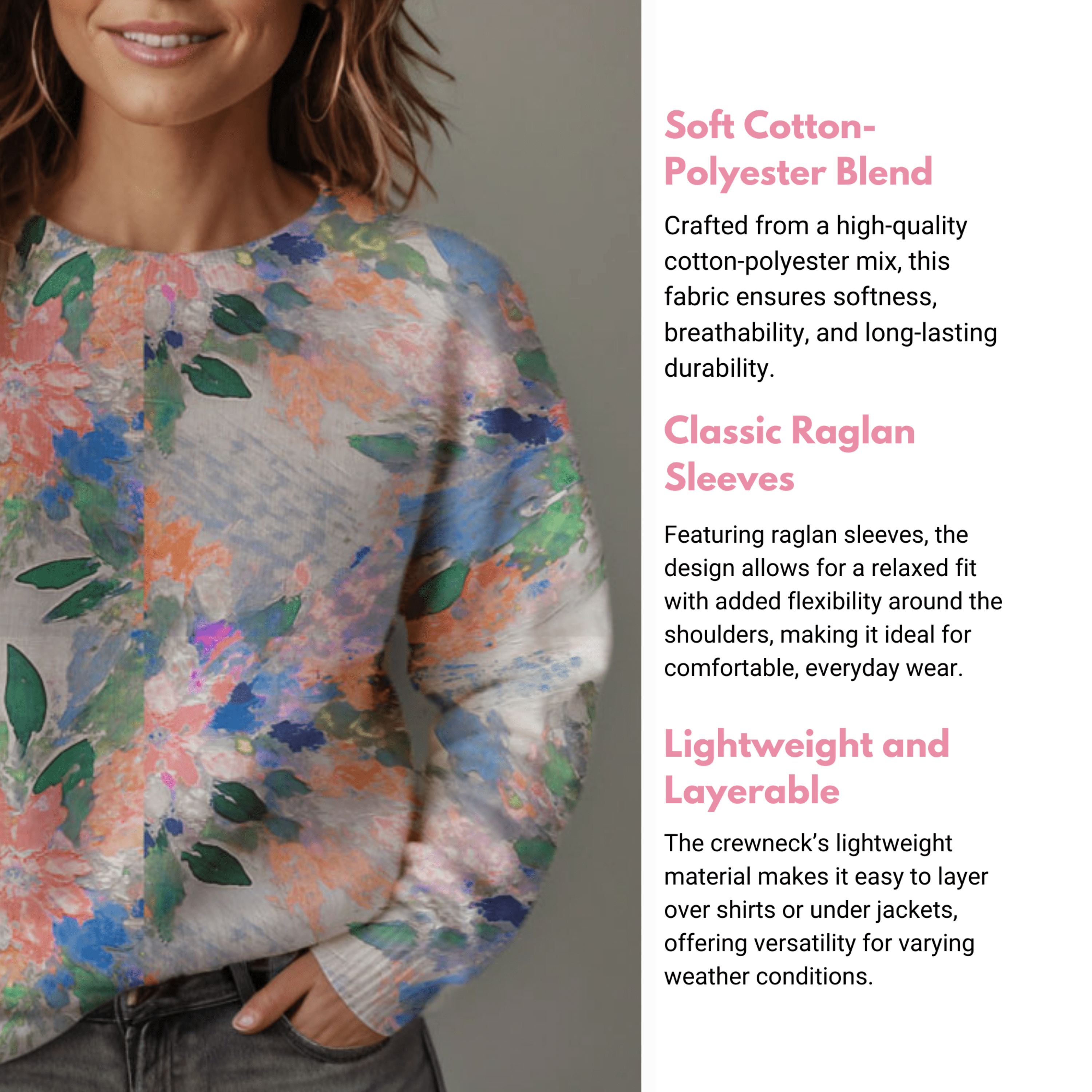 Mia Women's Raglan Crewneck Sweatshirt