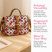 Goldene Handtasche aus floralem Leder
