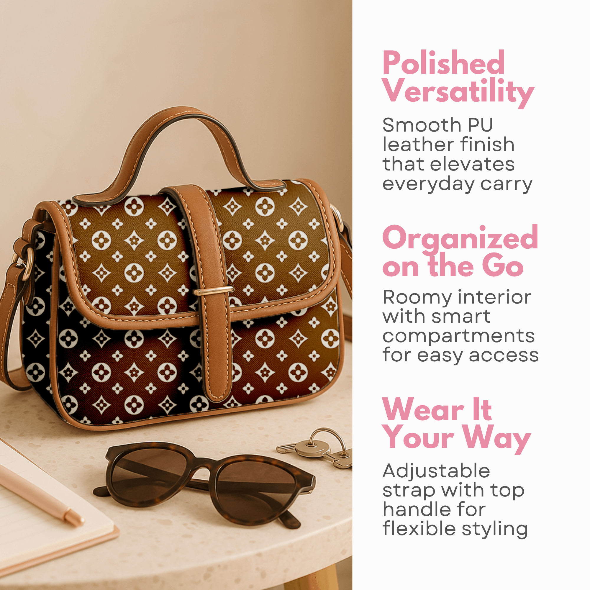 Coffee Charm Satchel Bag