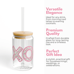 Floral Hugs & Kisses Sipper Glass 16 Oz