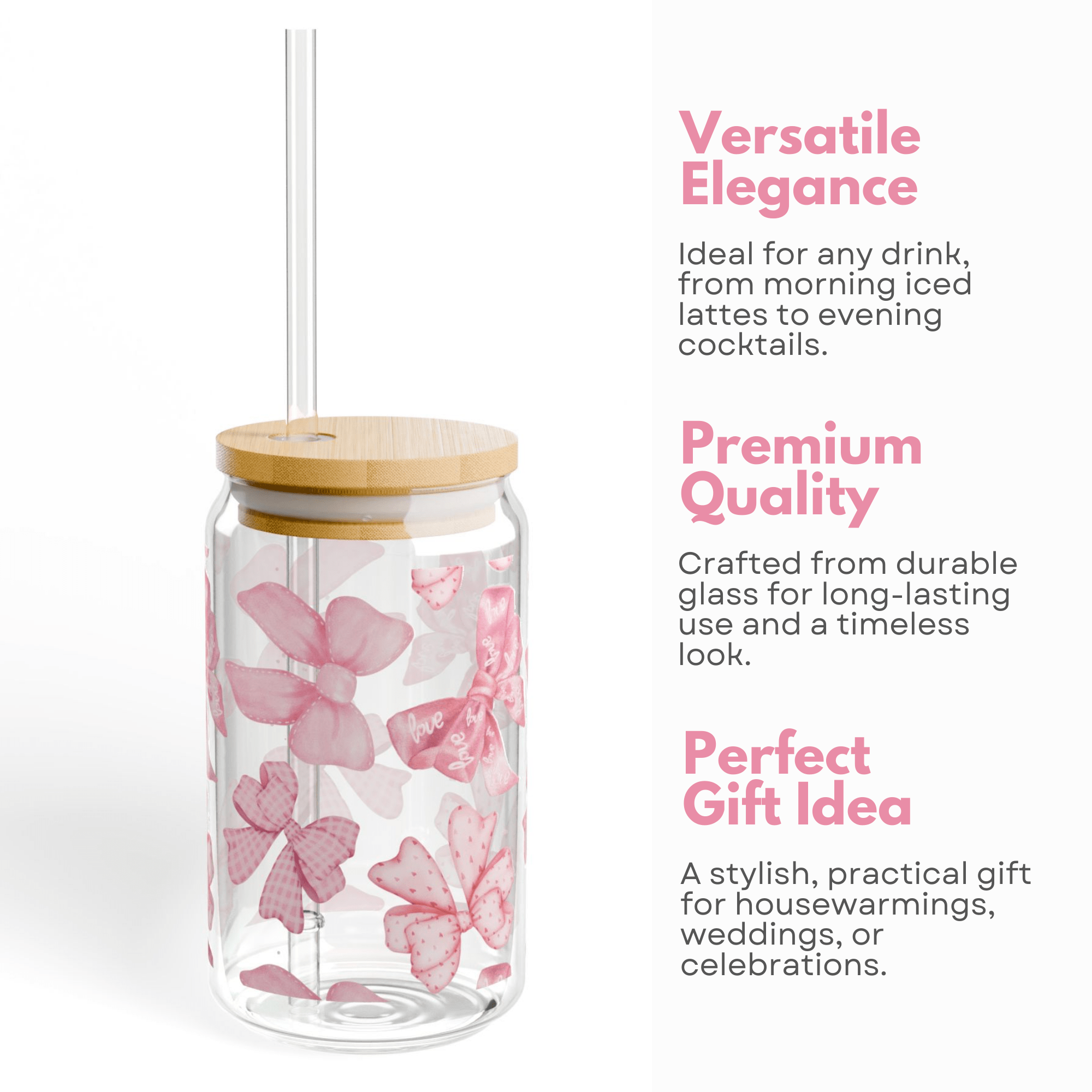 Ribbon Romance Sipper Glass 16 Oz