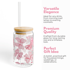 Ribbon Romance Sipper Glass 16 Oz