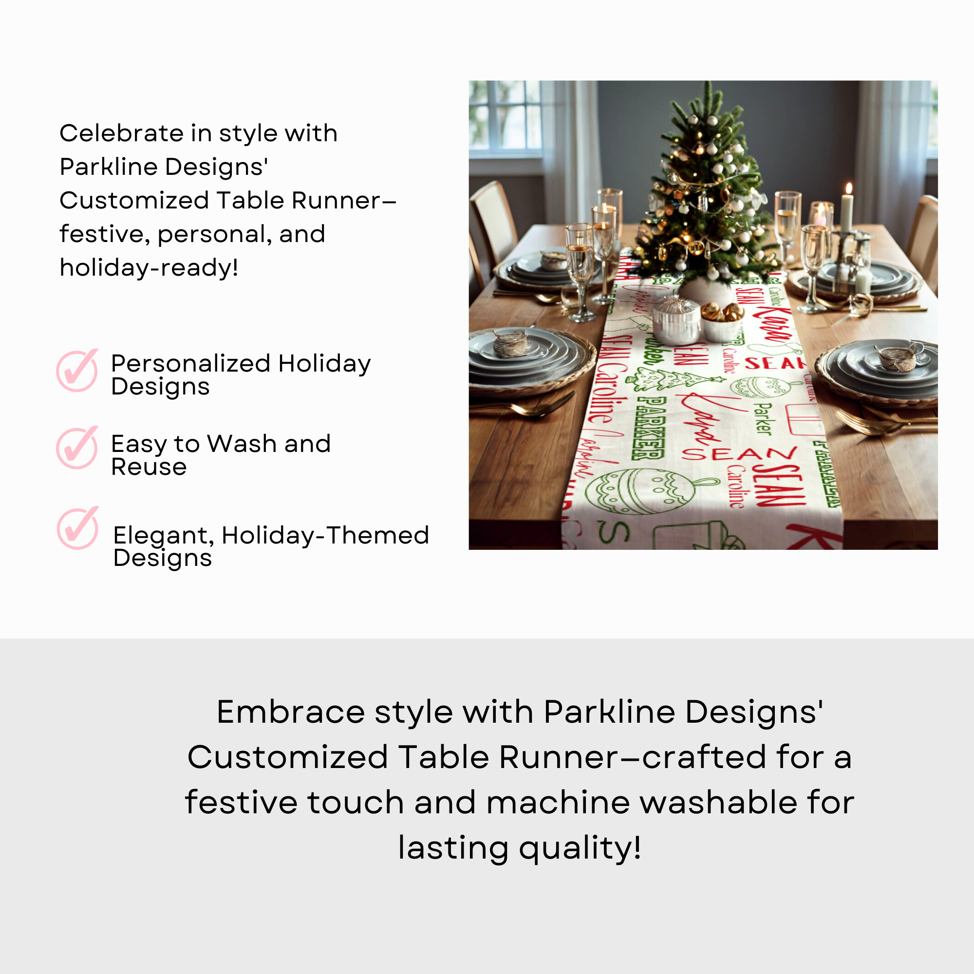 Personalized Christmas Table Runner: Holiday Decor