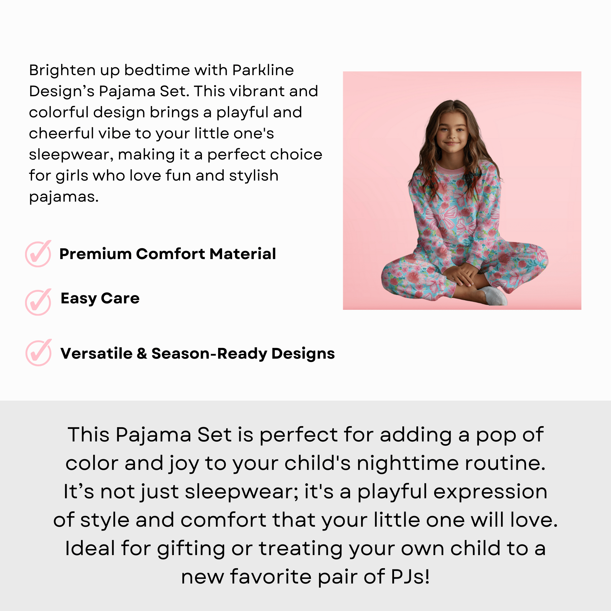 Floral Bow Pajama Set