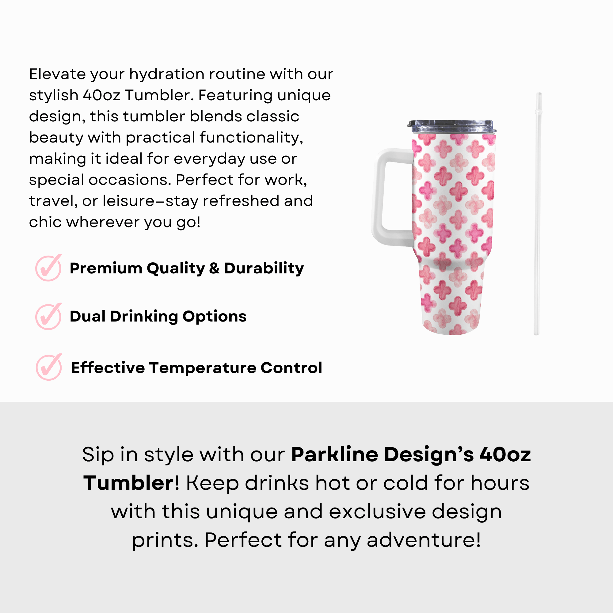 Floral Pink 40 Oz Tumbler