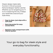 Goldene Handtasche aus floralem Leder