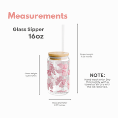 Ribbon Romance Sipper Glass 16 Oz