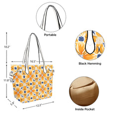 Golden Floral Leather Handbag