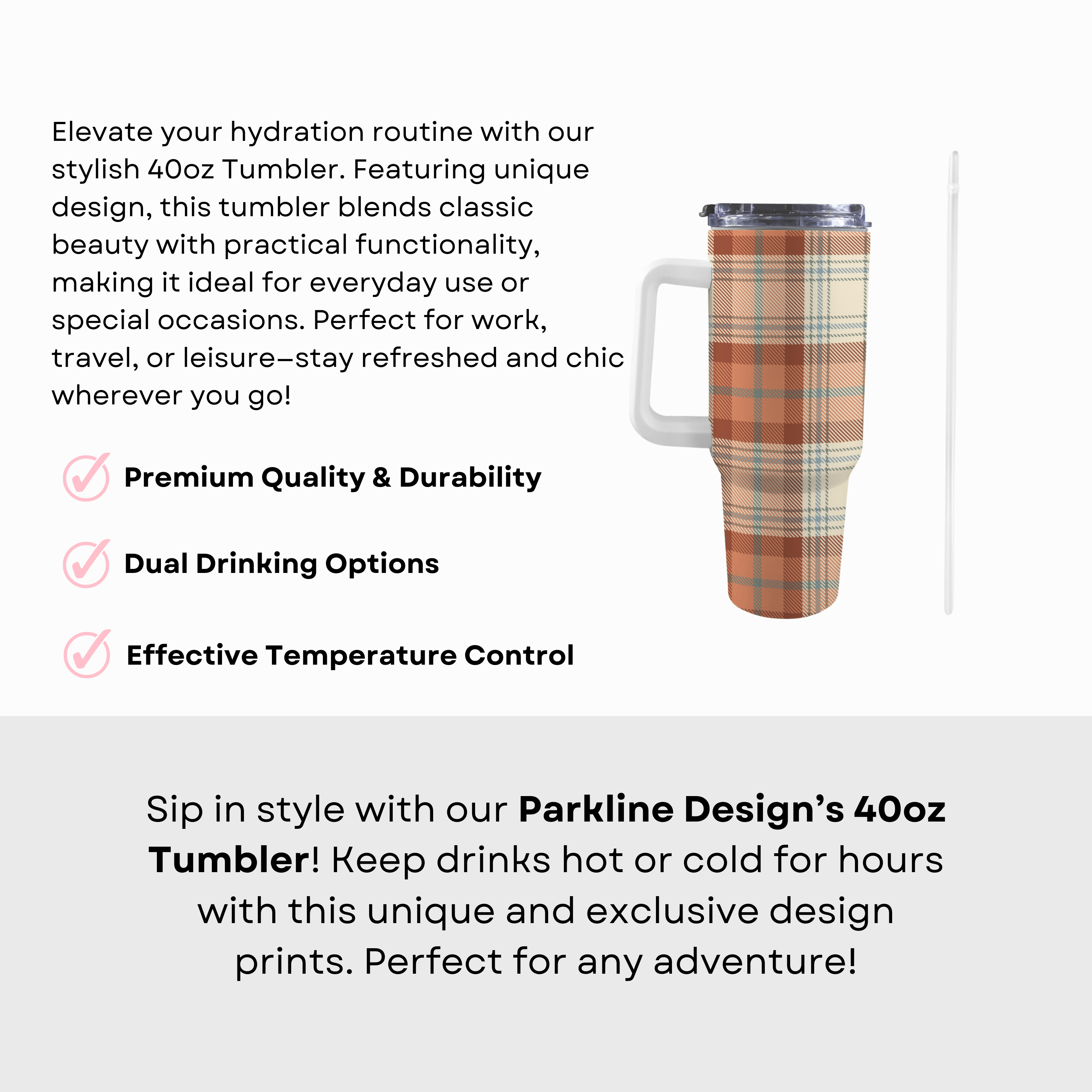 Barrett 40 Oz Plaid Tumbler