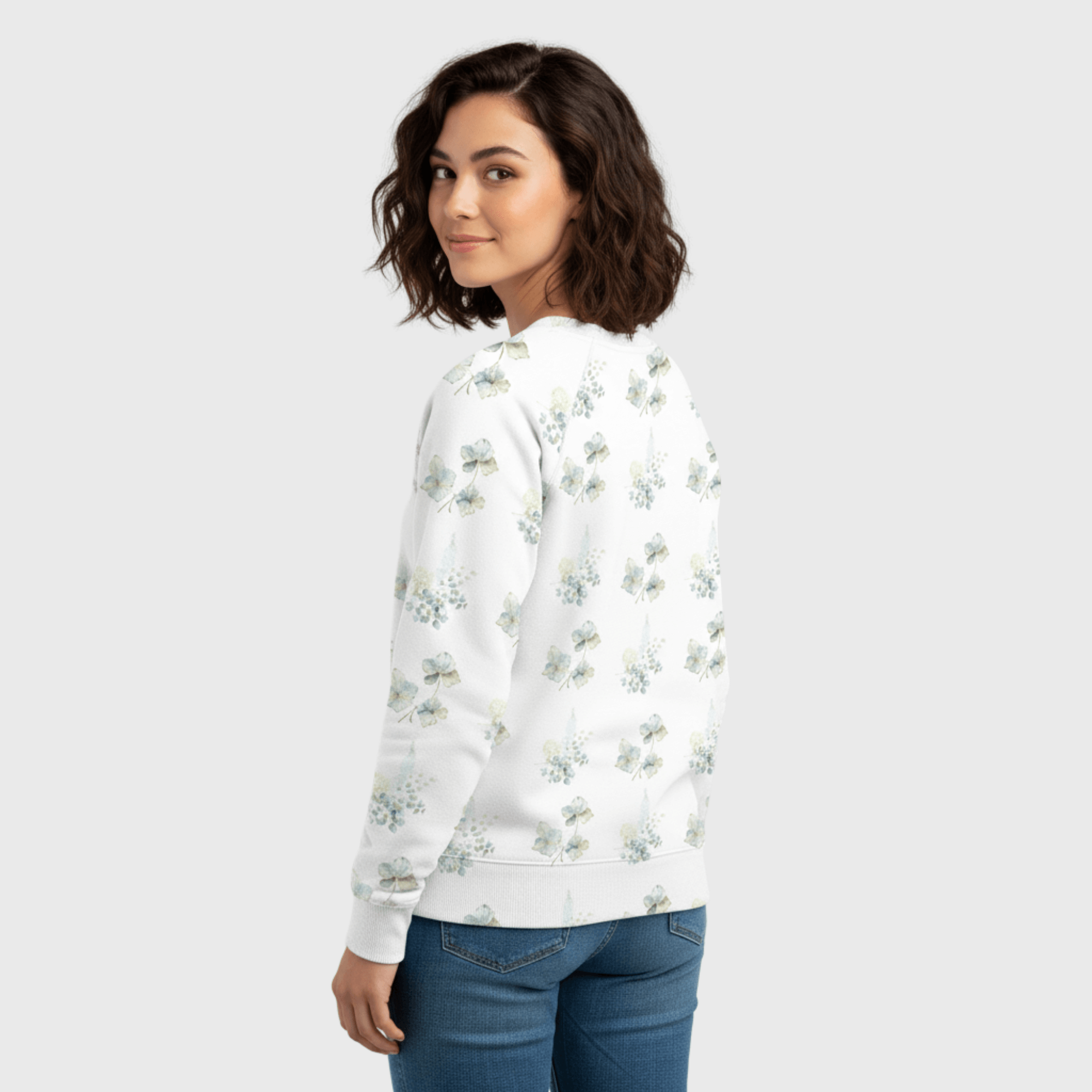 Chic Cotton Sweatshirt Evelyn's Hydrangea Floral Print back