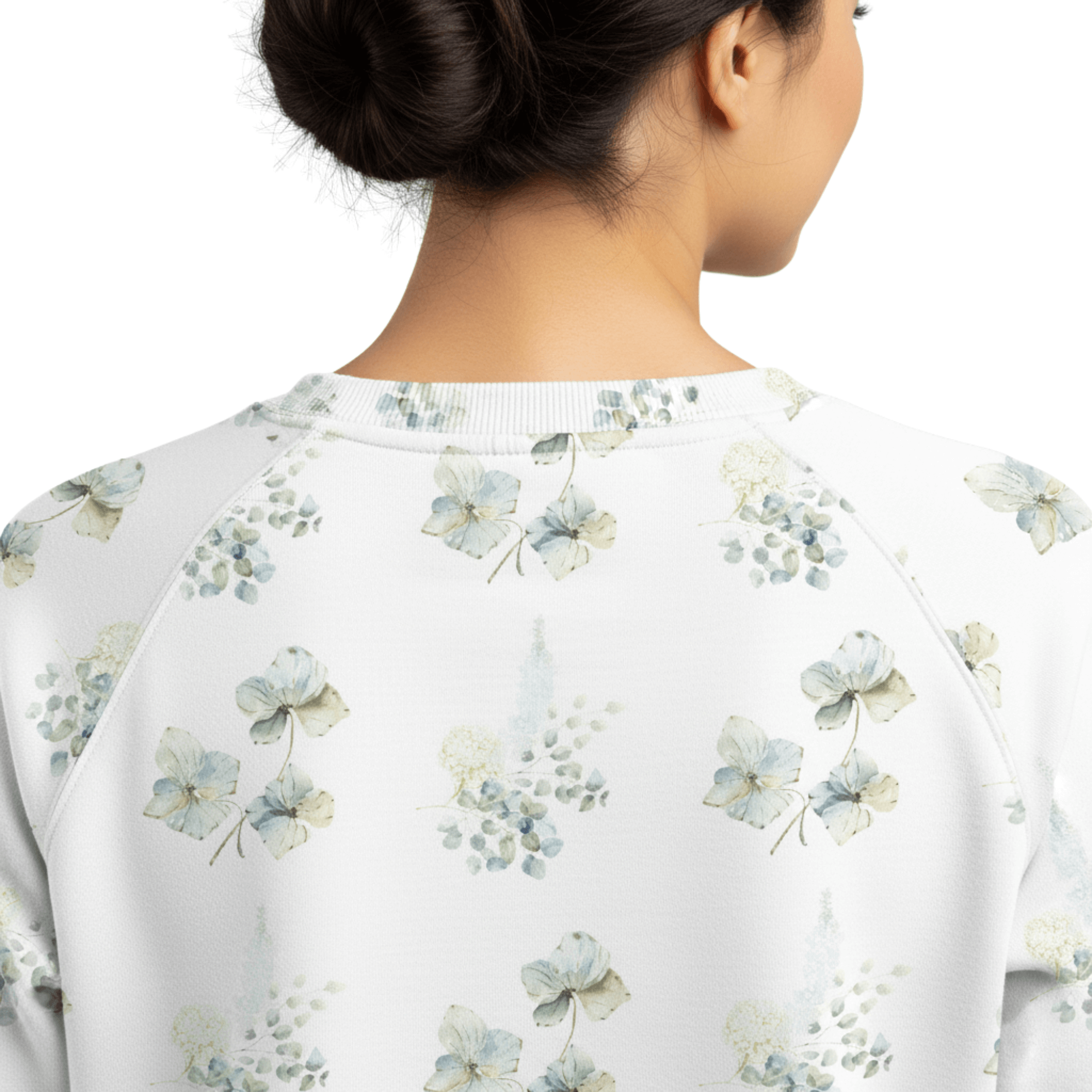 Chic Cotton Sweatshirt Evelyn's Hydrangea Floral Print back details