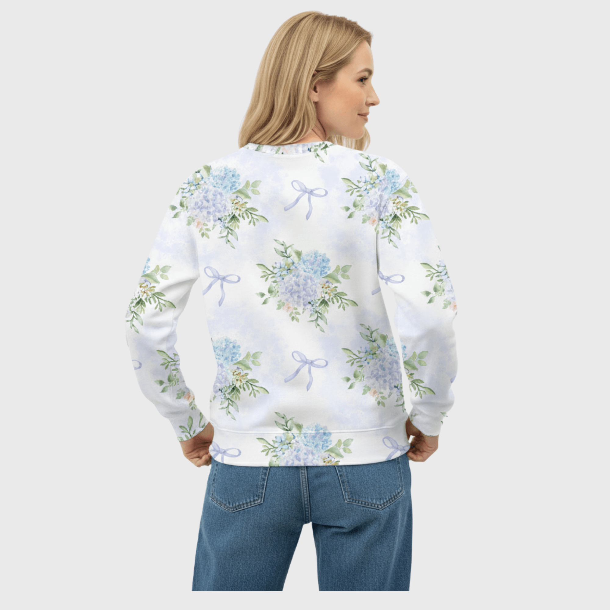 Chic Cotton Sweatshirt in Amara's Hydrangea Floral Print back