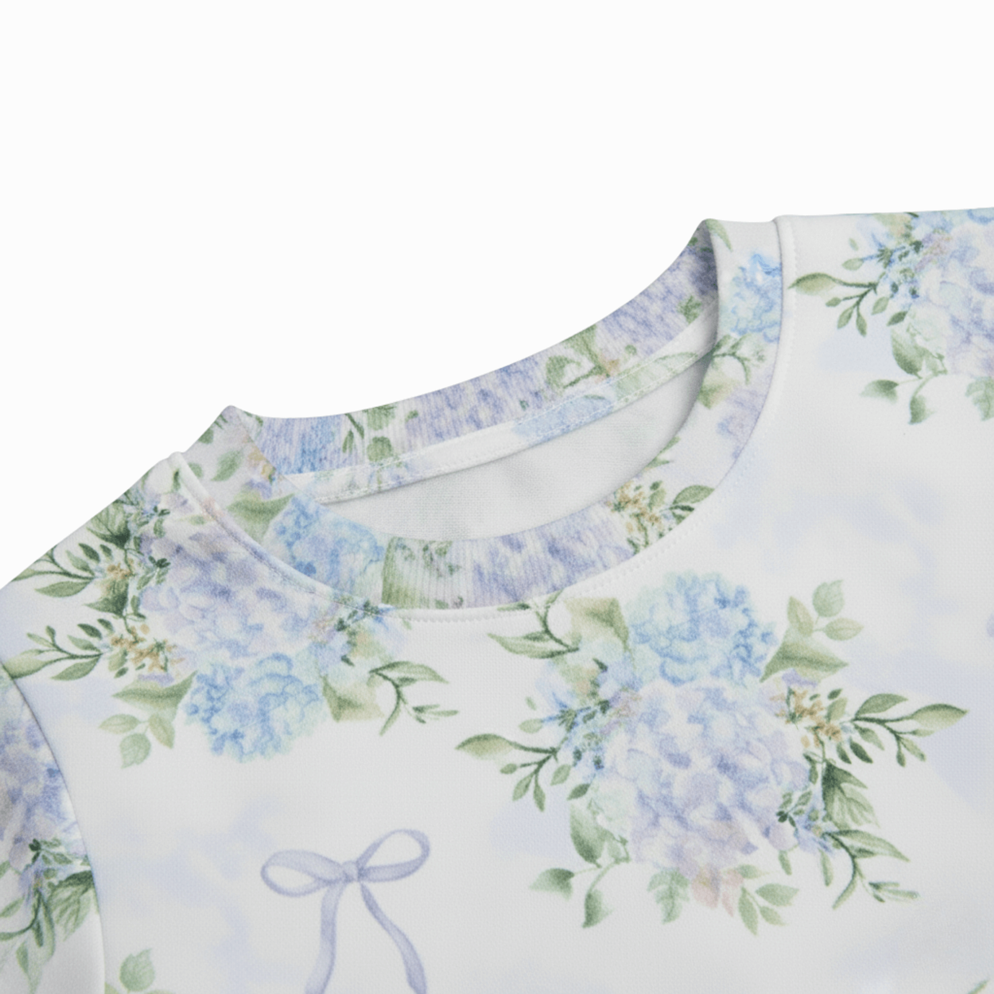 Chic Cotton Sweatshirt in Amara's Hydrangea Floral Print closeup