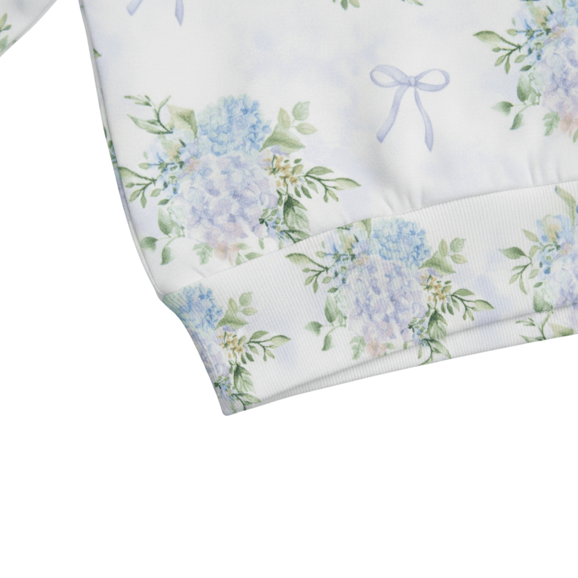 Chic Cotton Sweatshirt in Amara's Hydrangea Floral Print pattern details