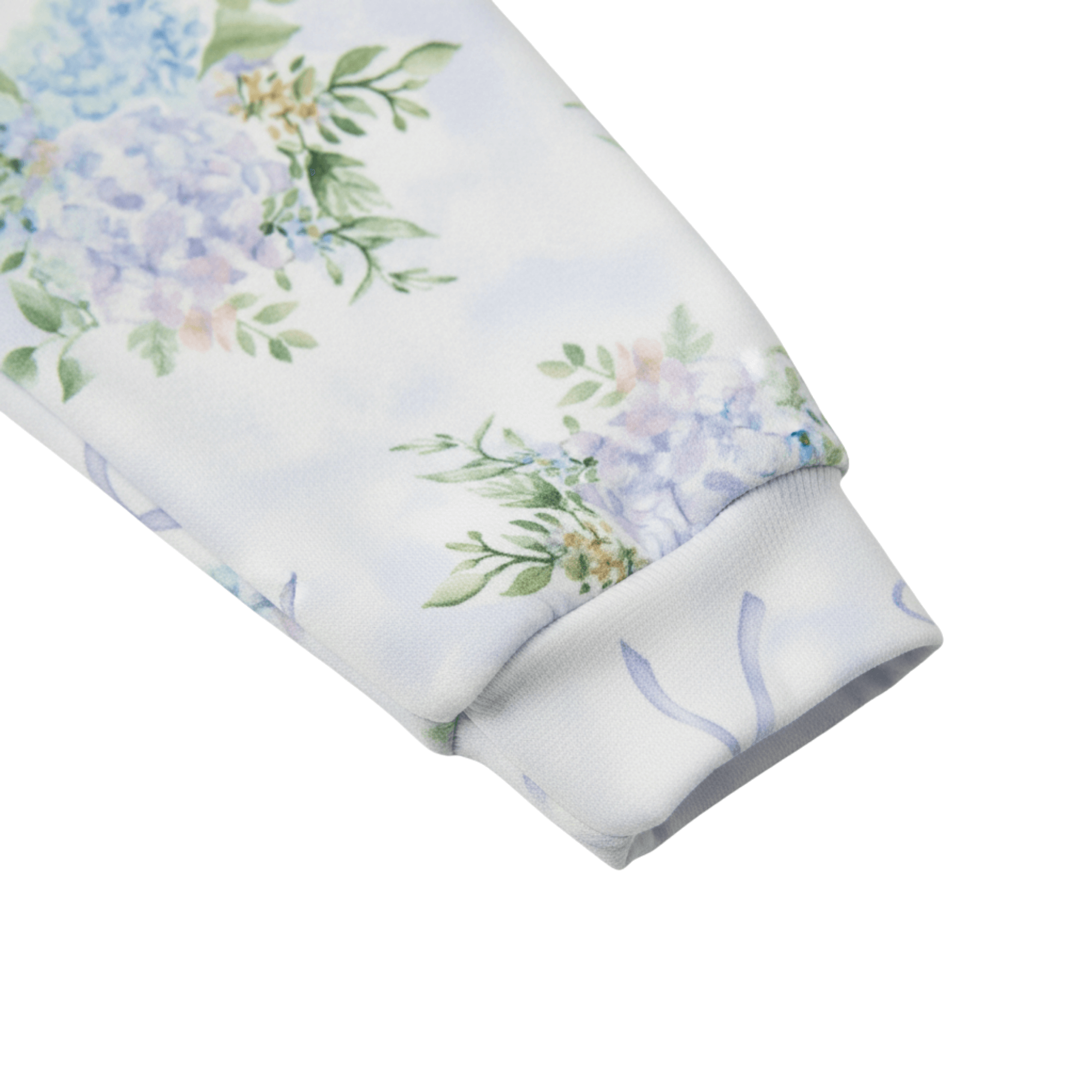 Chic Cotton Sweatshirt in Amara's Hydrangea Floral Print sleeve details