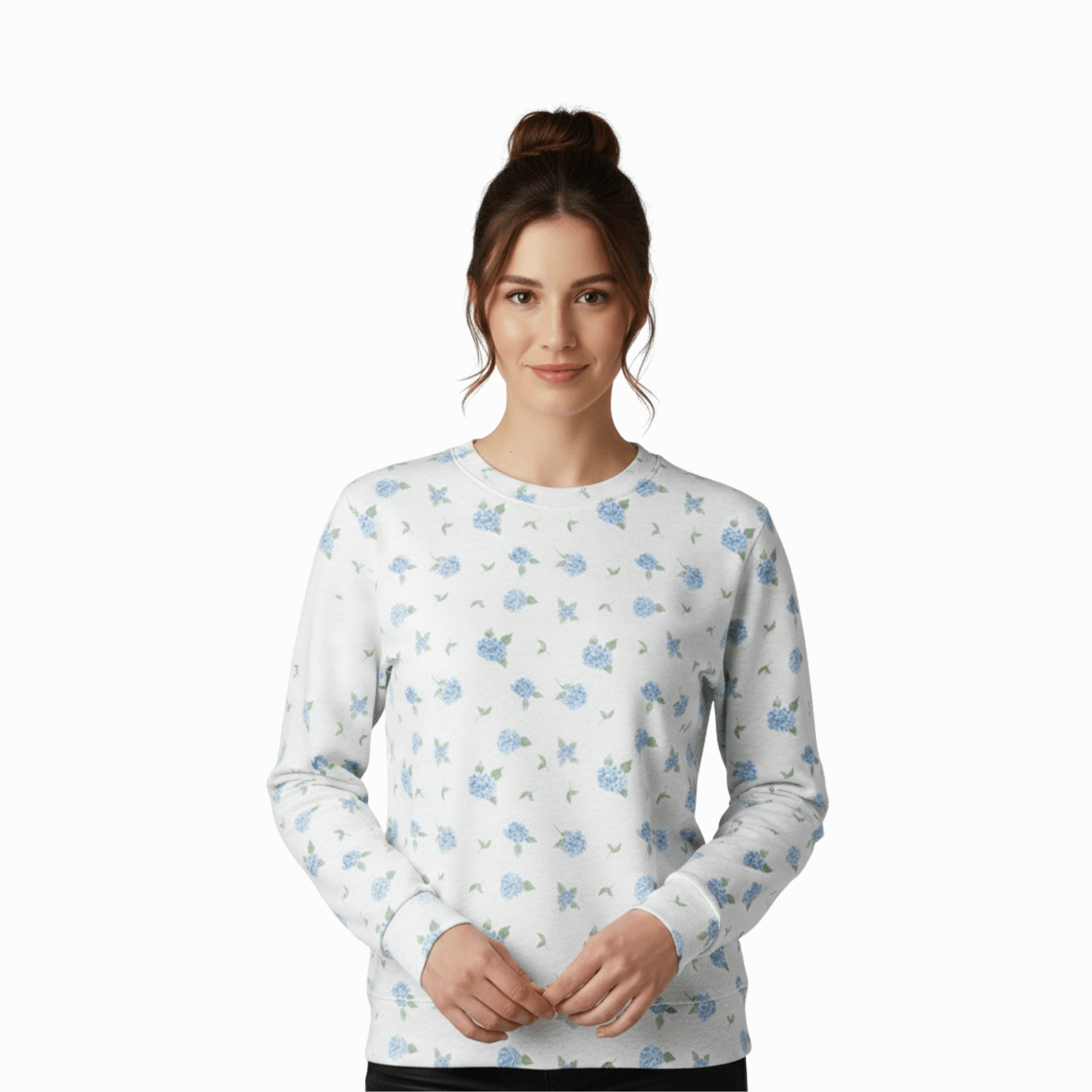 Chic Cotton Sweatshirt in Camilla's Hydrangea Floral Print frontal