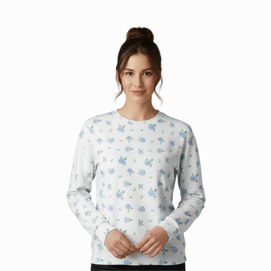 Chic Cotton Sweatshirt in Camilla's Hydrangea Floral Print frontal