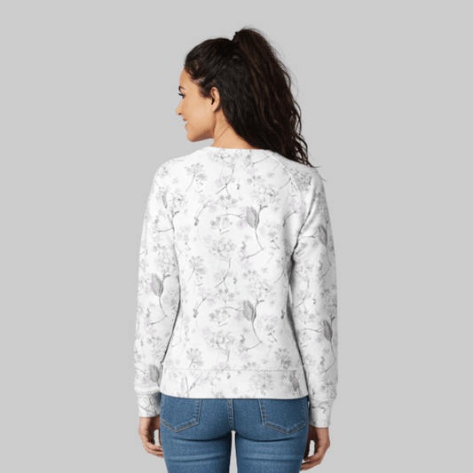 Chic Cotton Sweatshirt in Celeste's Hydrangea Floral Print back