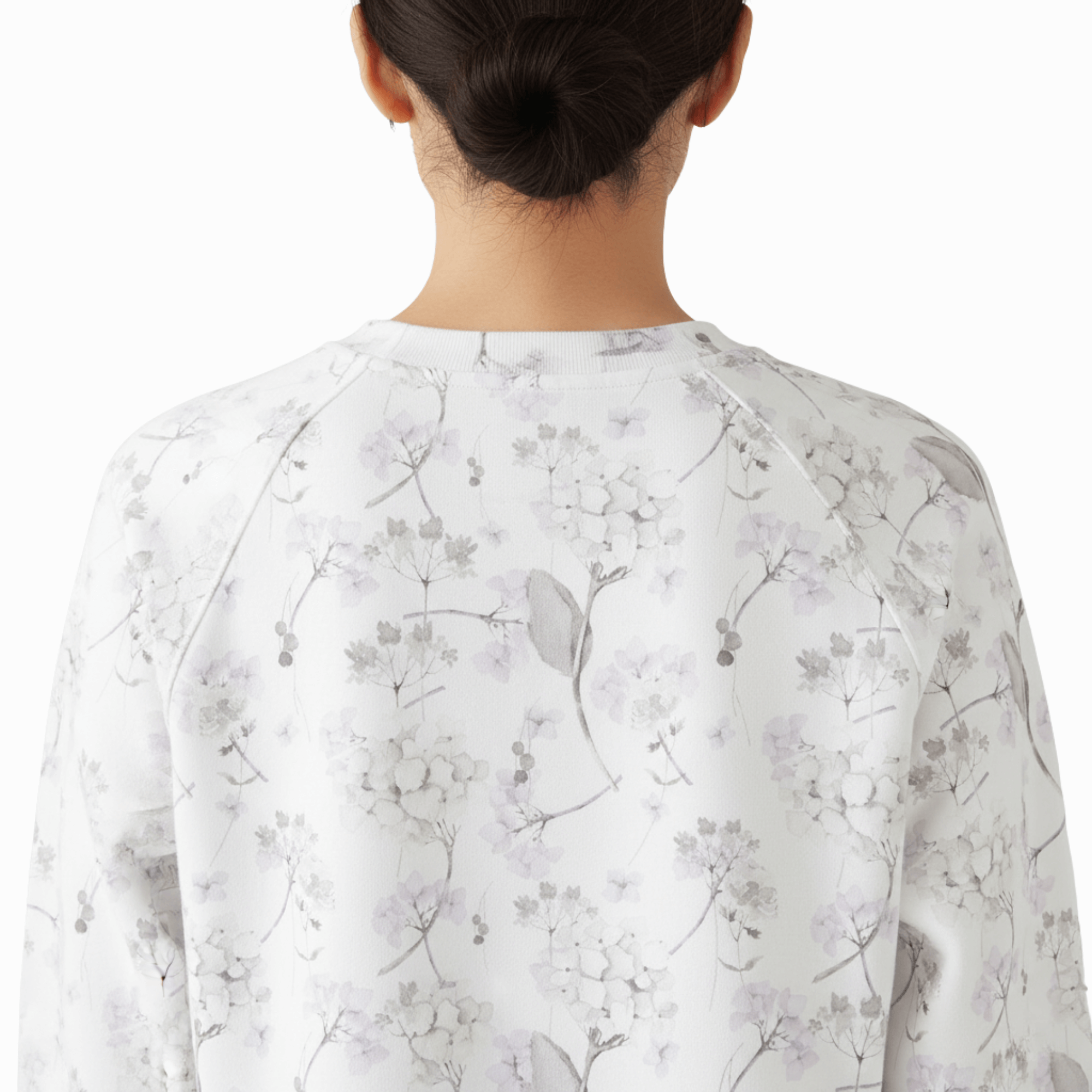 Chic Cotton Sweatshirt in Celeste's Hydrangea Floral Print back details