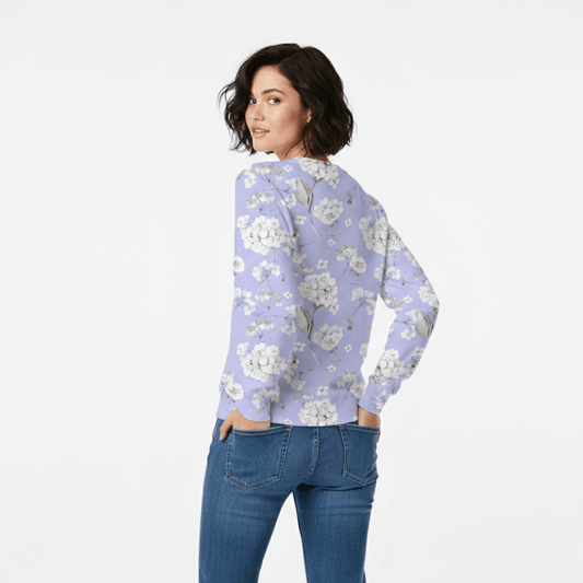 Chic Cotton Sweatshirt in Evangeline's Hydrangea Floral Print back