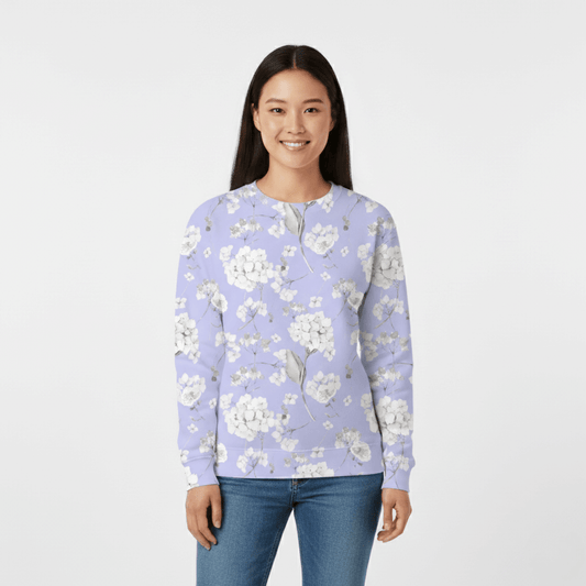 Chic Cotton Sweatshirt in Evangeline's Hydrangea Floral Print frontal