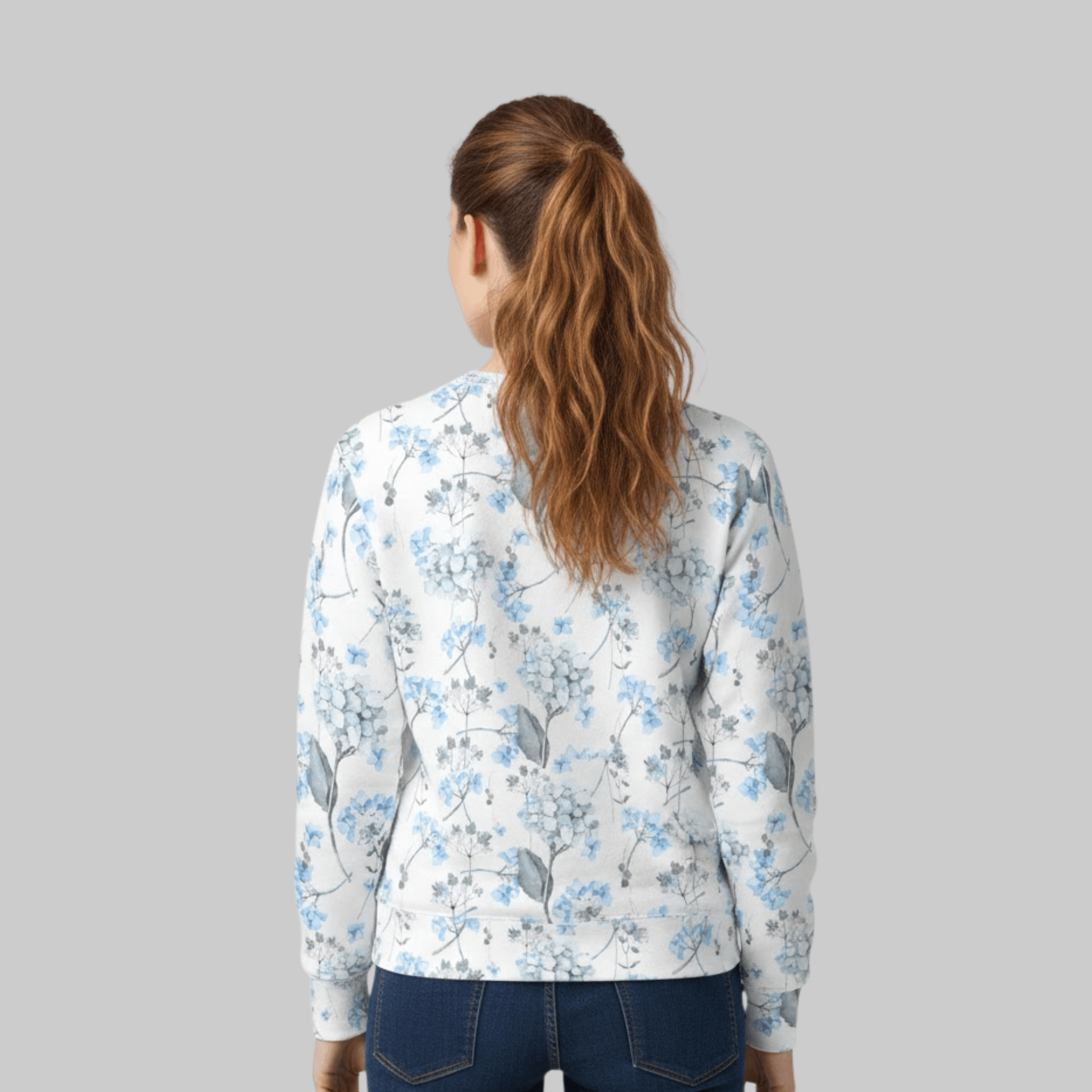 Chic Cotton Sweatshirt in Felicity's Hydrangea Floral Print back