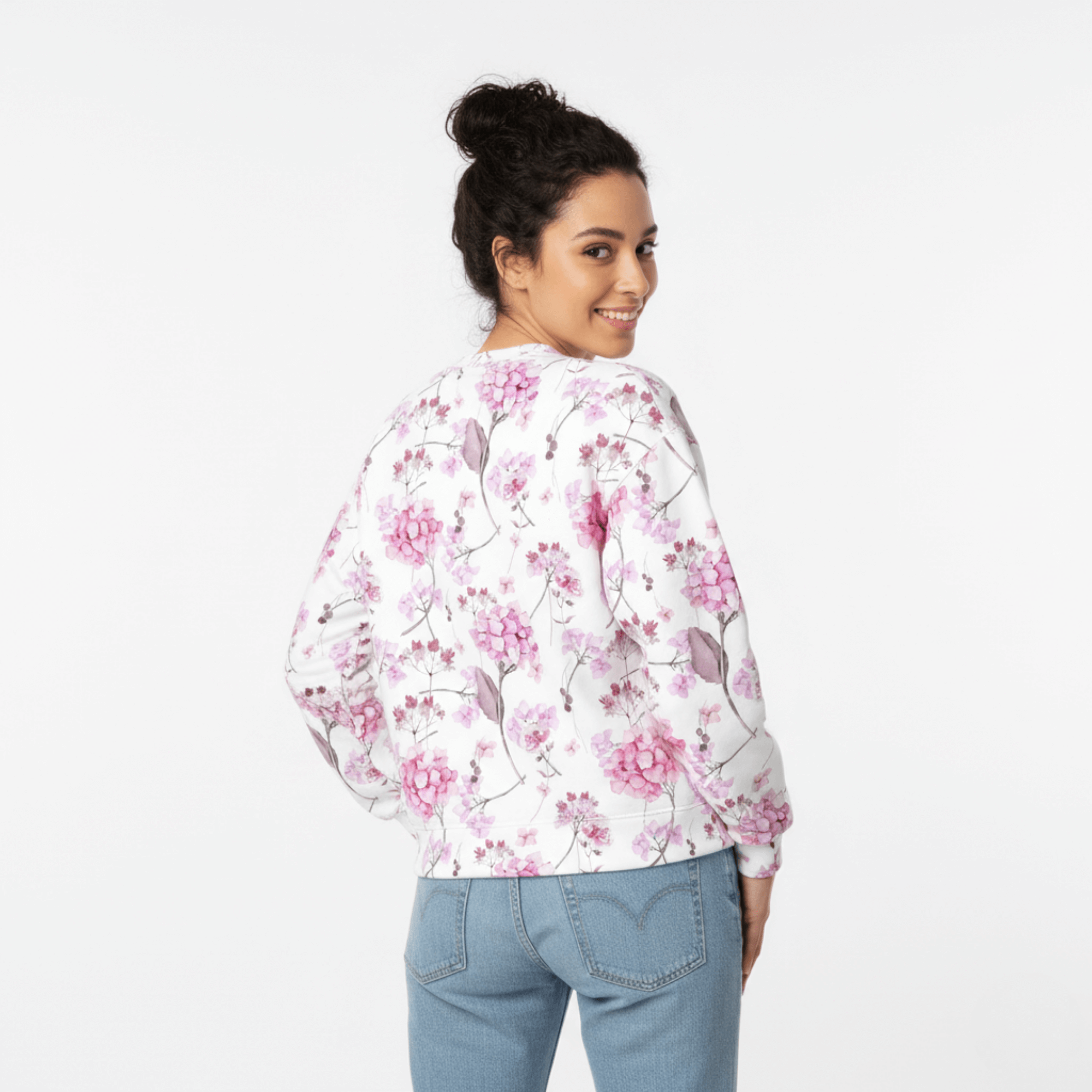 Chic Cotton Sweatshirt in Olivia's Hydrangea Floral Print back