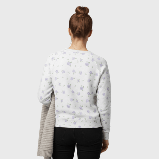 Cotton Sweatshirt in Aurora's Hydrangea Floral Print back