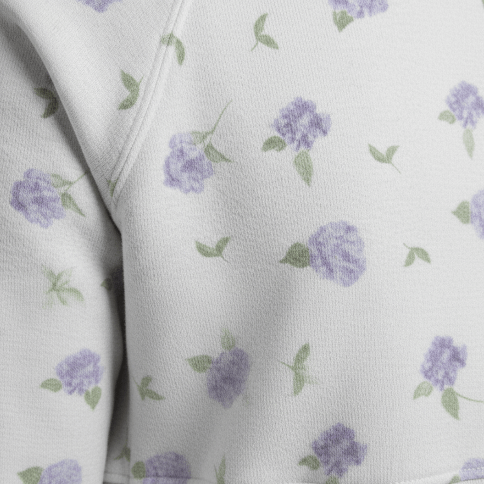 Cotton Sweatshirt in Aurora's Hydrangea Floral Print closeup pattern details