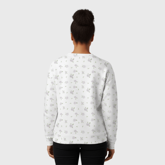 Cotton Sweatshirt in Rosalie's Hydrangea Floral Print back