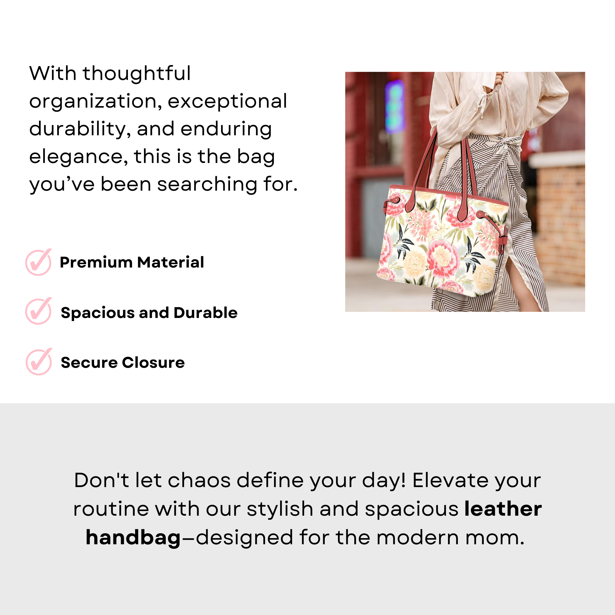 Floral Stems Leather Handbag